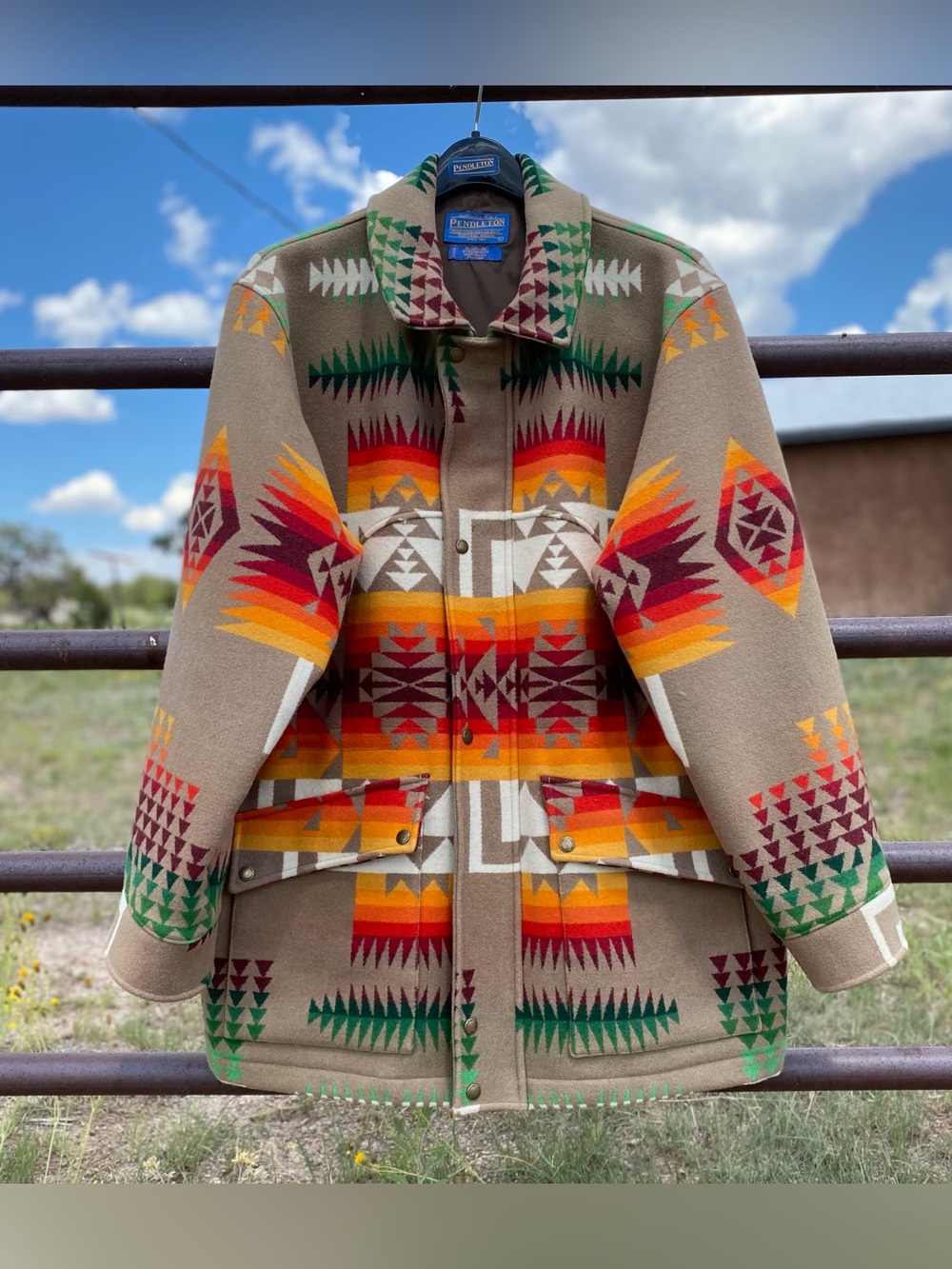 Vintage Pendleton wool blanket coat in Chief Joseph pattern